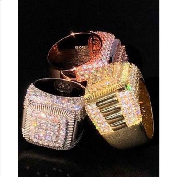 Mens Heavy Solid 925 Iced Out Diamond Ring NEW - Picture 5 of 6